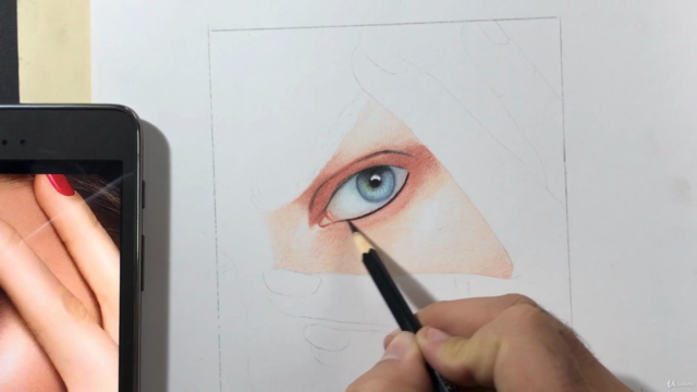 Realistic Colored Pencil Drawing: Face Drawing Of Woman – Screenshot 1