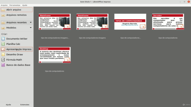 LibreOffice Impress básico em sistemas Windows Linux macOS – Screenshot 1