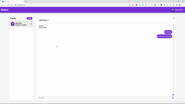 Node.js and React: Build a complete web chat application – Screenshot 2