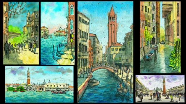 Watercolor Pen and Ink: Venice Architecture Sketching Class – Screenshot 3