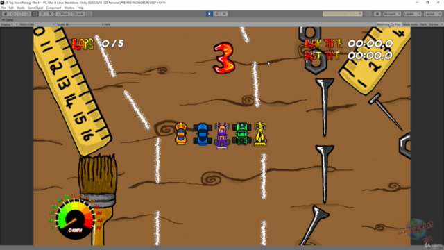 Learn to create a 2D Racing car game for FREE PART 9. – Screenshot 3