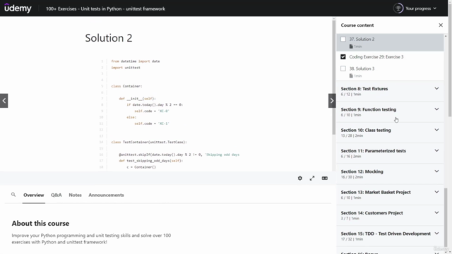 150+ Exercises - Unit tests in Python - unittest framework – Screenshot 3