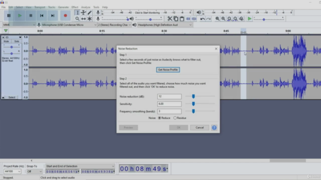 remove high pitch noise audacity