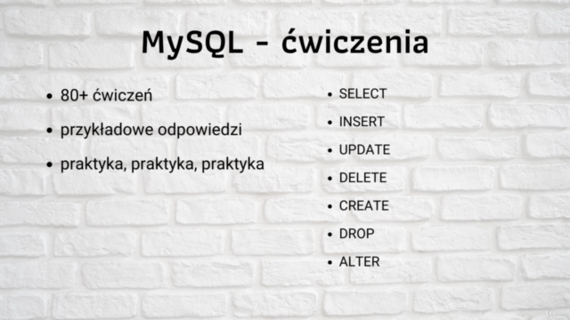 MySQL | ponad 80 praktycznych ćwiczeń + odpowiedzi – Screenshot 1