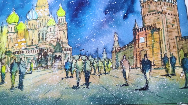 Urban Sketching: Draw and Paint a First Snowfall in Moscow - Screenshot_02