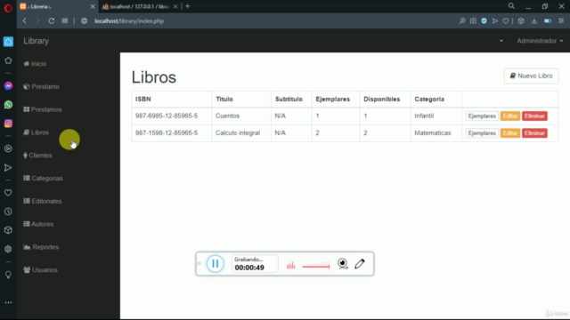 Sistema Librería/Biblioteca con PHP y MySql - Screenshot_04