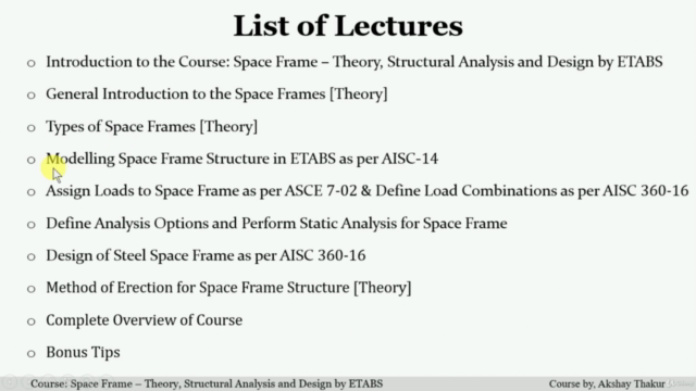 Space Frame: Theory, Structural Analysis & Design by ETABS – Screenshot 1