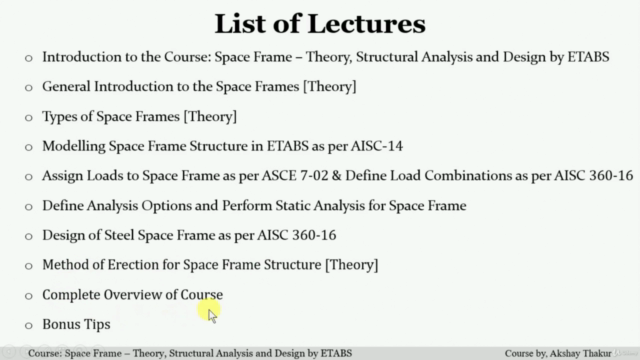 Space Frame: Theory, Structural Analysis & Design by ETABS – Screenshot 2