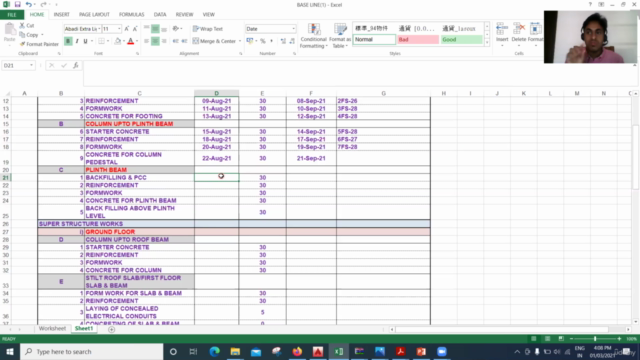 Construction Project Planning & Project scheduling -MS Excel - Screenshot_01