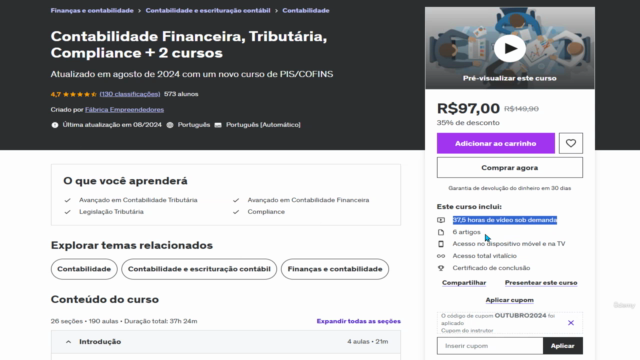Contabilidade Financeira, Análise de Balanço e DRE + 4 curso – Screenshot 2