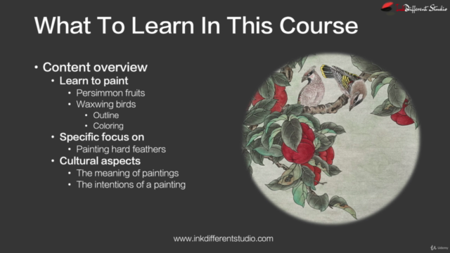 Relax With Chinese Painting - Persimmon and Waxwing – Screenshot 2