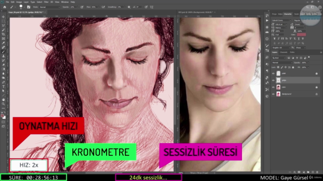 Adobe Photoshop ile Dijital Boyama ve Portre İllüstrasyonu – Screenshot 1