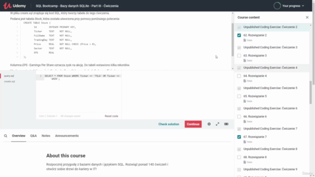 SQL Bootcamp - Bazy danych SQLite - Part III - Ćwiczenia – Screenshot 3