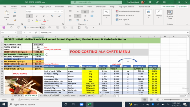 Created the formula .Calculation Food Cost. - Screenshot_03