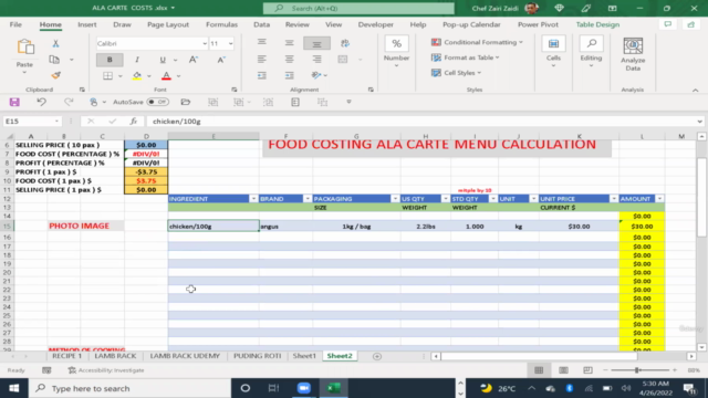 Created the formula .Calculation Food Cost. - Screenshot_04