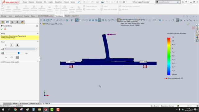 SOLİDWORKS SİMULATİON İLERİ SEVİYE PARÇA VE MONTAJ ANALİZİ – Screenshot 3