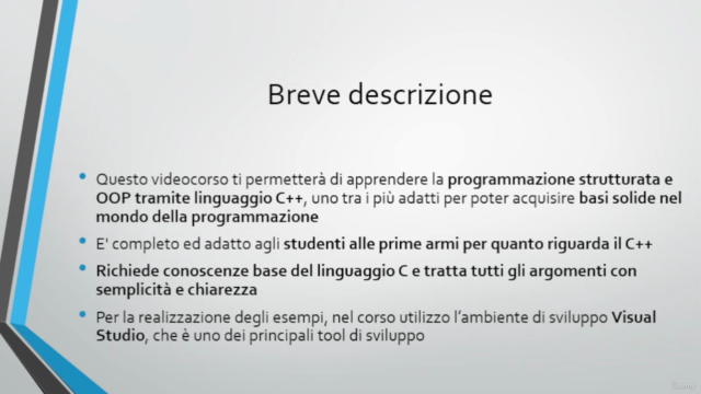Corso di programmazione C++ – Screenshot 1