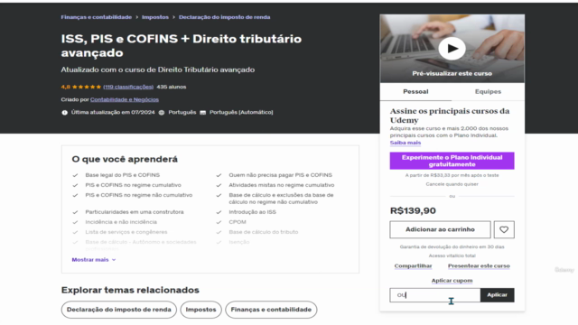 ISS, PIS e COFINS + Direito tributário avançado – Screenshot 1