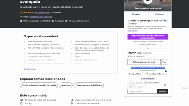 ISS, PIS e COFINS + Direito tributário avançado – Screenshot 2