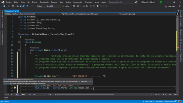 Lógica de Programação e Algoritmos com C# – Screenshot 1