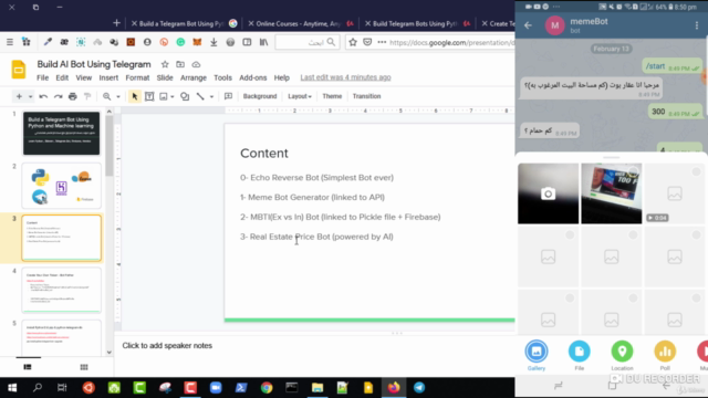 Build Telegram Bots Using Python & Machine learning بالعربي – Screenshot 4