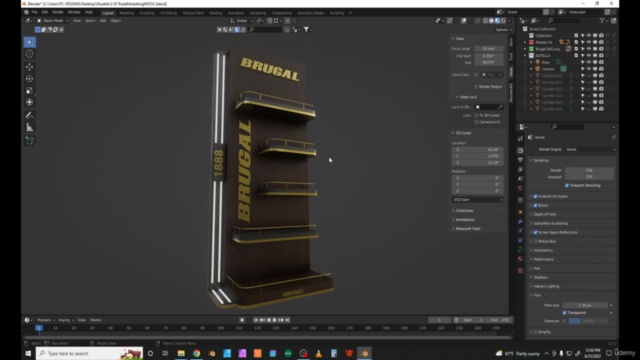 Modelado de Gondola para trade marketing en Blender 3D – Screenshot 1