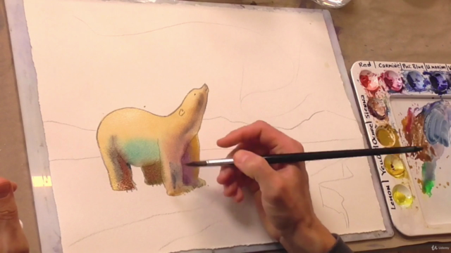 Eisbär und Polarlicht in Aquarell Malen – Screenshot 2