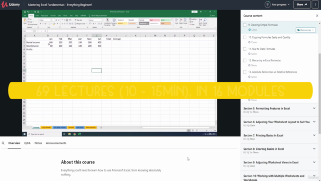 Mastering Excel Fundamentals - Excel Beginner Course – Screenshot 1