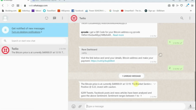 WhatsApp Bitcoin ChatBot w/ Python/Django, Twilio & AWS – Screenshot 3