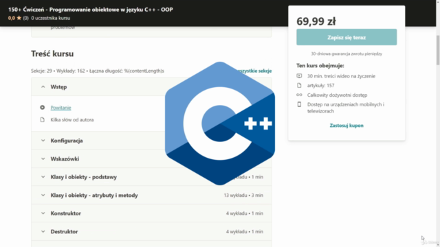 150+ Ćwiczeń - Programowanie obiektowe w języku C++ - OOP – Screenshot 1