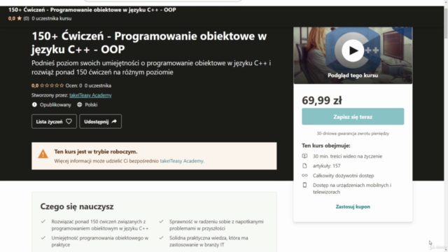 150+ Ćwiczeń - Programowanie obiektowe w języku C++ - OOP – Screenshot 4