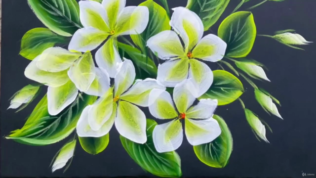 One stroke painting/ Roses on wooden board/ plumerias – Screenshot 4
