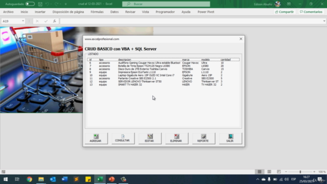 CRUD VBA + SQL Server + Reporte PDF – Screenshot 1