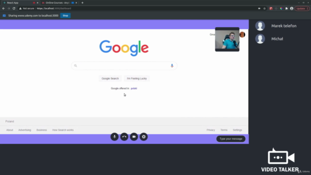 WebRTC 2021 Praktyczny Kurs. Zbuduj wideoczat z React – Screenshot 2