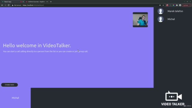 WebRTC 2021 Praktyczny Kurs. Zbuduj wideoczat z React – Screenshot 4