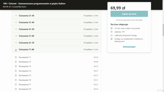 100+ Ćwiczeń - Zaawansowane programowanie w języku Python – Screenshot 1