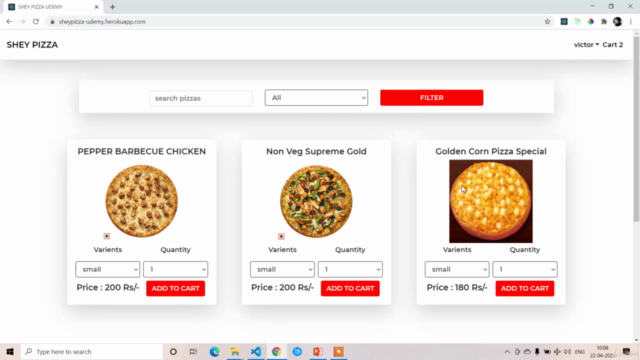 MERN Stack : React ,Redux ,Node ,Mongo - Pizza Delivery App – Screenshot 2
