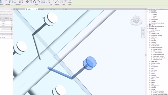 Revit Panelling 1 - Curtain Walls, Systems, Sloped Glazing – Screenshot 4