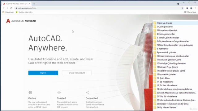 AutoCAD 2B ve 3D Eğitimi, Mimari,Mekanik,Mobilya Çizim Kursu – Screenshot 1