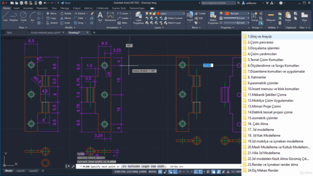 AutoCAD 2B ve 3D Eğitimi, Mimari,Mekanik,Mobilya Çizim Kursu – Screenshot 2