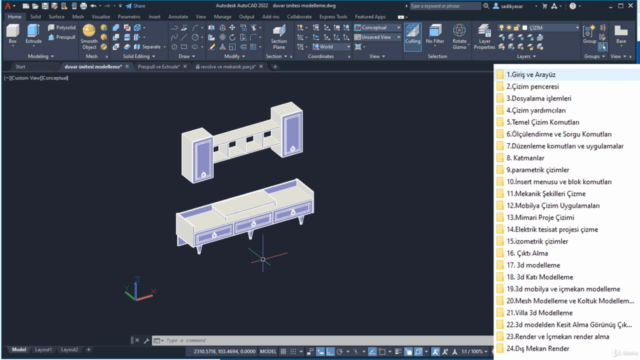AutoCAD 2B ve 3D Eğitimi, Mimari,Mekanik,Mobilya Çizim Kursu – Screenshot 3
