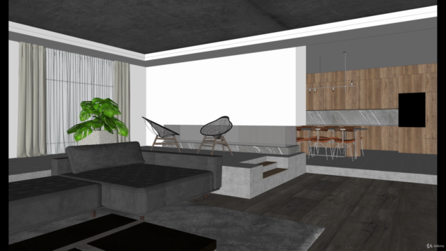 Living Room Interior Design SketchUp Walkthrough – Screenshot 1
