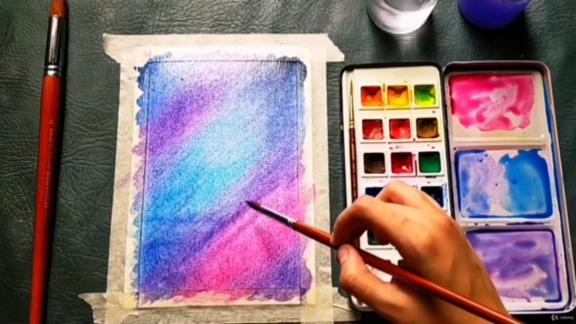 Learn Watercolor Northern Lights, Aurora & Galaxy Painting – Screenshot 2