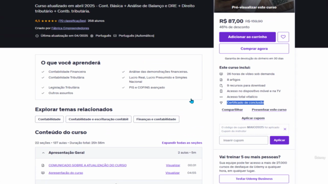 Análise de balanço e DRE + tributação empresarial (2025) – Screenshot 3