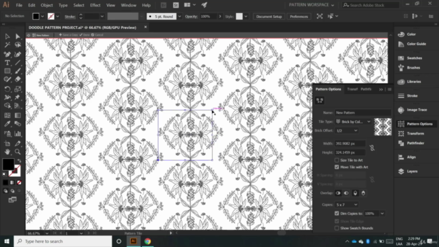 Botanical Pattern Design: Floral patterns in Illustrator – Screenshot 1