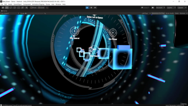 Unity Virtual Reality Dev: Beat Boxer, a Rhythm Fitness Game – Screenshot 1
