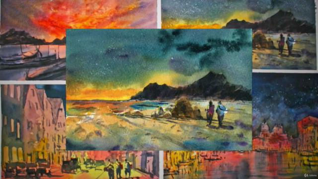 Watercolor Painting Essentials: Beautiful Night Landscapes - Screenshot_01