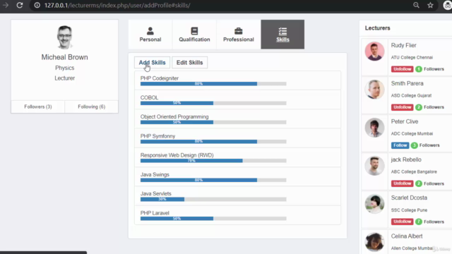 Designing lecturer management system with CodeIgniter & AJAX – Screenshot 2