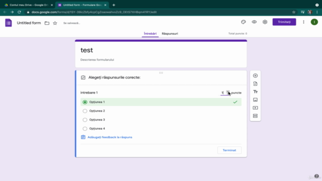 Utilizarea Google Forms pentru teste online – Screenshot 1