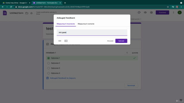 Utilizarea Google Forms pentru teste online – Screenshot 2